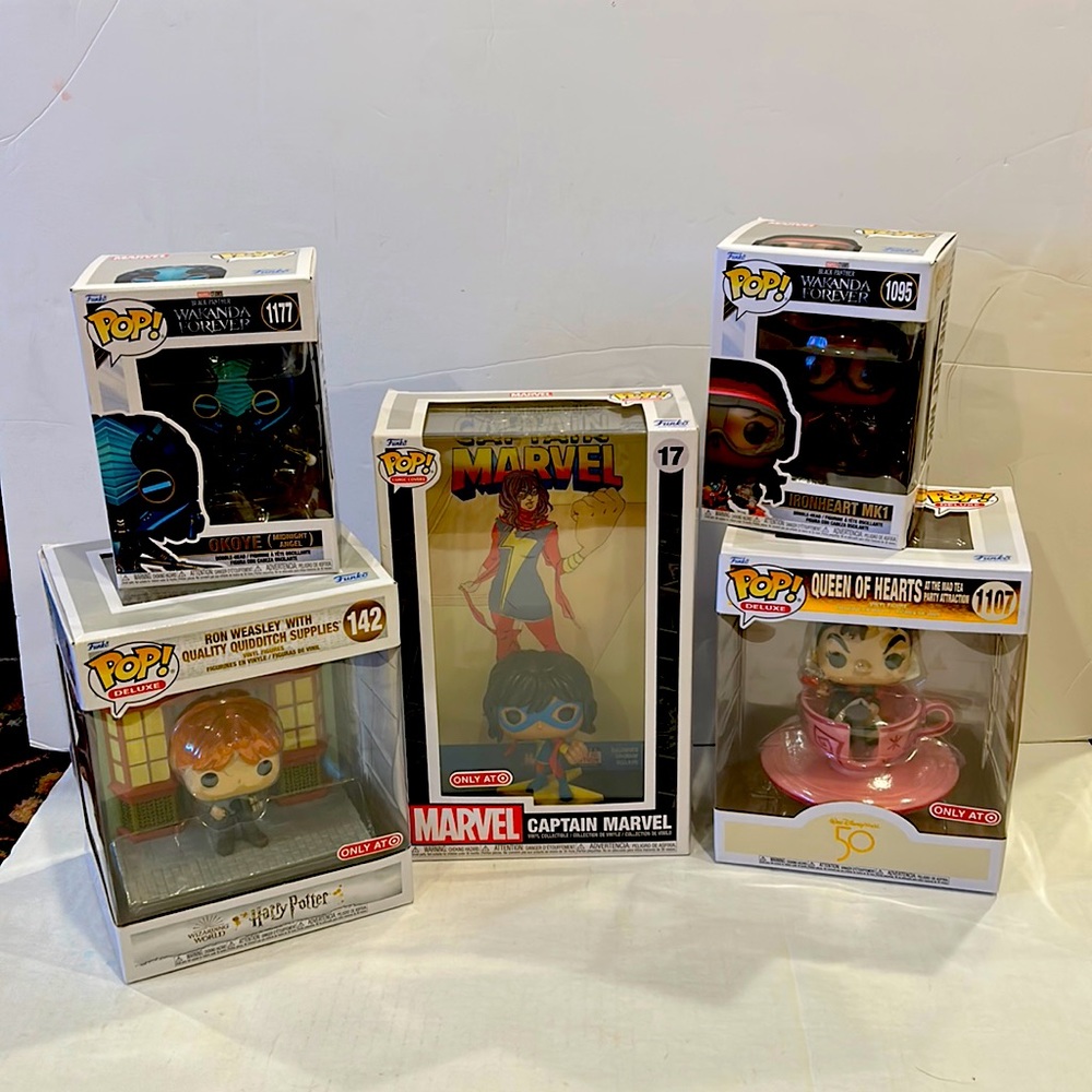Lot of 5 Funko PoP! New in boxes Captain Marvel, Harry Potter,